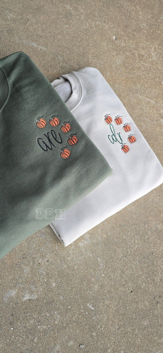 Pumpkin Doodle Monogram Embroidered Shirt