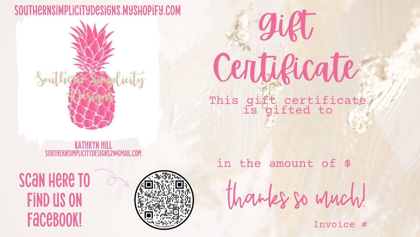 Southern Simplicity Designs Gift Card